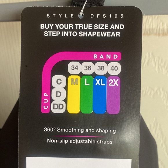 Bali NWT Black Firm Control Removable Pads Wirefree Bodysuit Size large - Picture 4 of 12